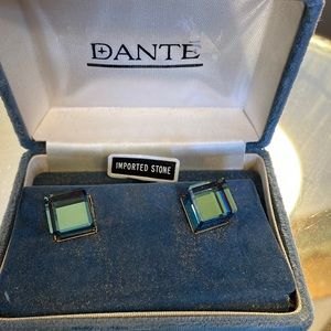 Vintage Dante crystal prism cube cuff links in original box